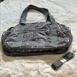 Thirty-One Gray Travel Bag with Colorful Dots